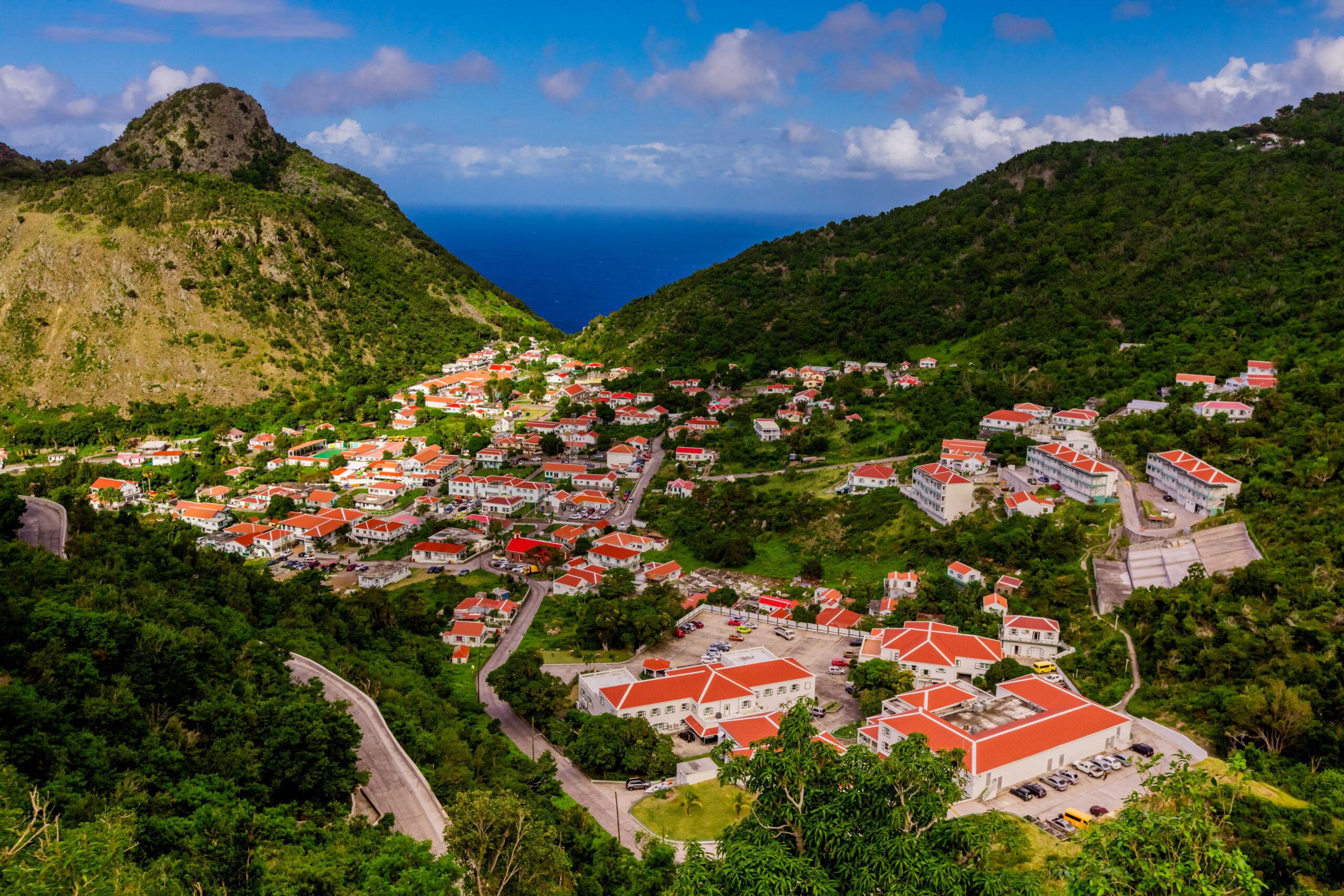 Saba, groen, bergen, omgeving, natuur,huizen