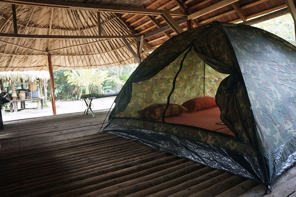 Palulu accommodatie Suriname, tent op camping
