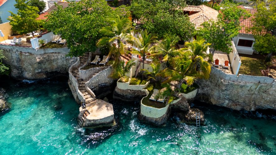 Sun reef, curacao, accommodatie aan zee, appartementen, slaapkamer, terras aan zee