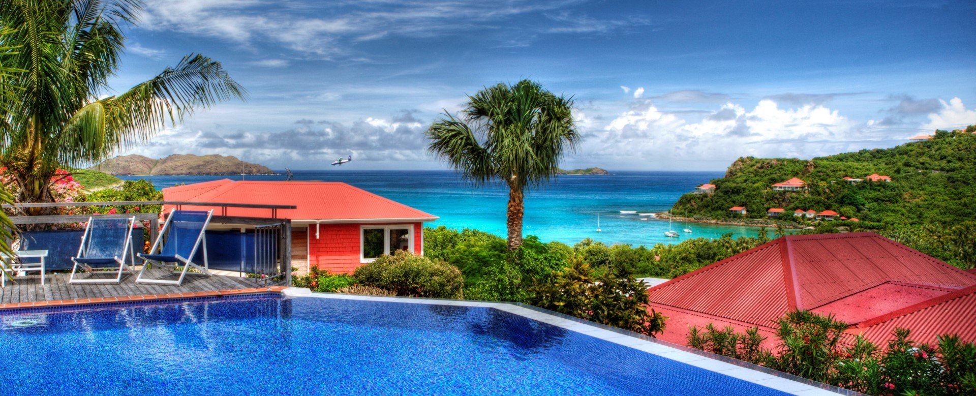 Le village, St Bart, accommodatie, uitzicht op zee, zwembad
