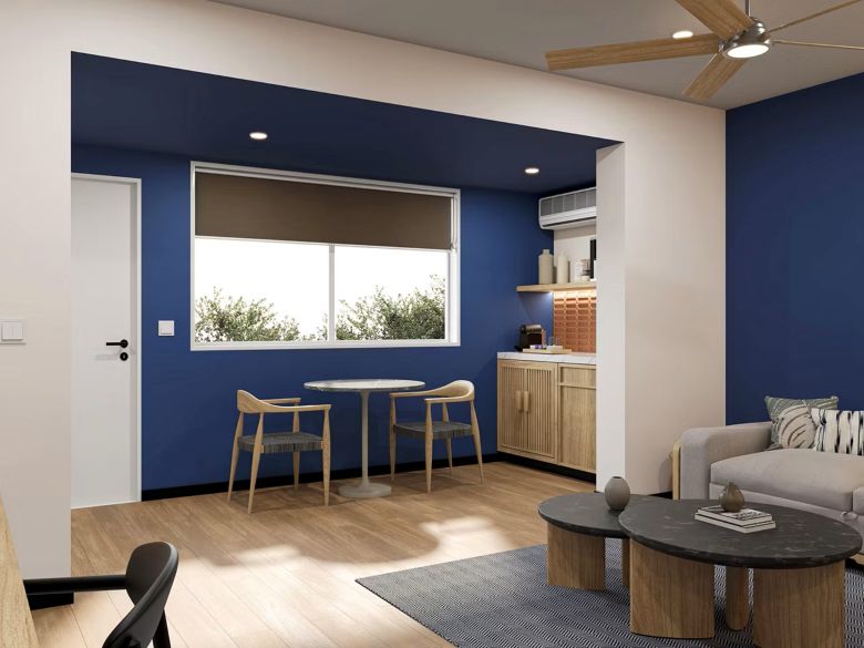 Voco Surfside Aruba accommodatie Oranjestad woongedeelte slaapkamer