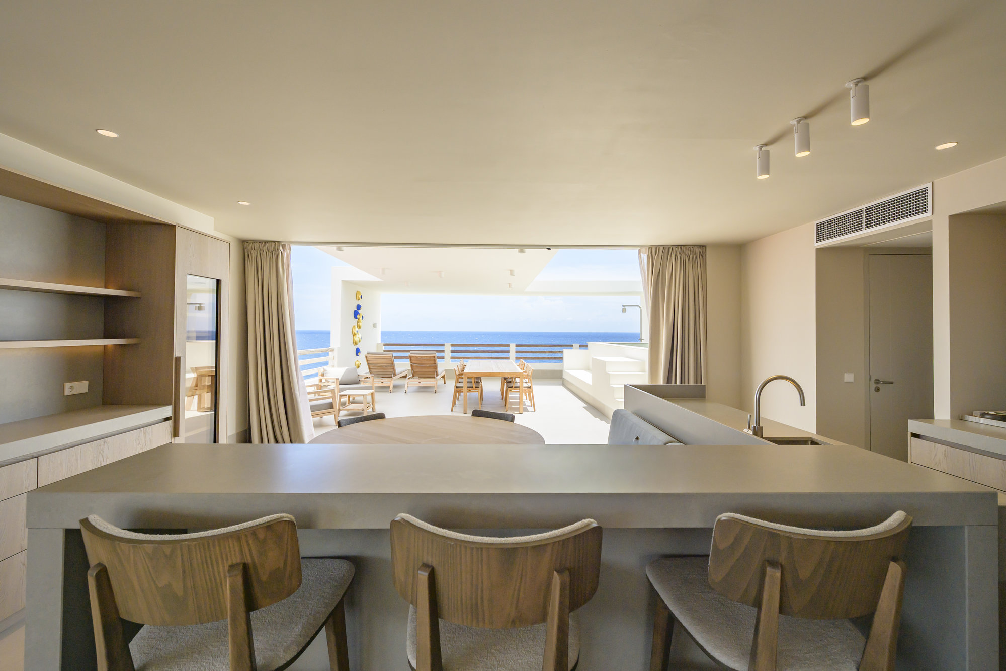 Art Hotel Curacao, Penthouse, keuken met uitzicht