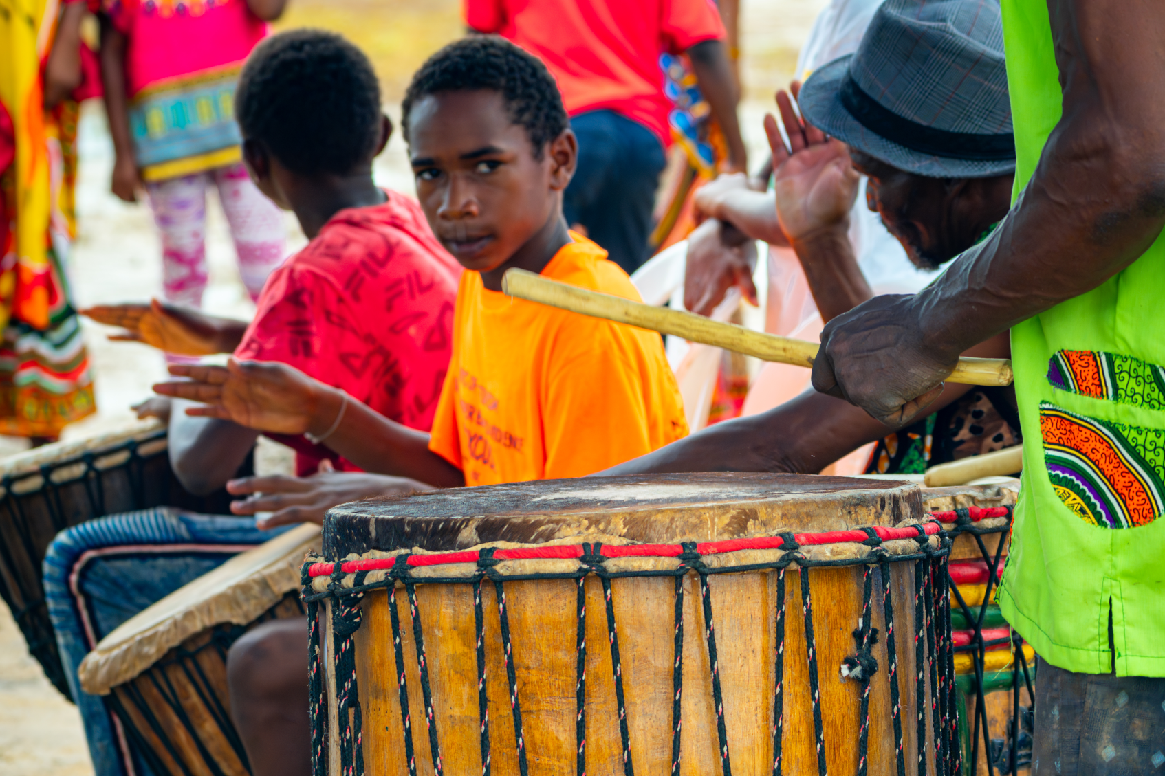 Sambai drummers in Gales Point Manatee Belize, cultuur